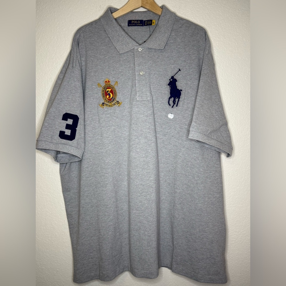 Polo Ralph Lauren Big Pony Crest Mesh Polo Shirt Gray Size 3XL NWT - Picture 7 of 11